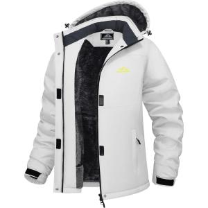 image:imageMAGCOMSEN Womens Winter Coat Ski Snow Jacket Fleece Lined Warm Waterproof Insulated Skiing Windbreaker Jacket with HoodWhite
