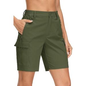 image:imageMAGCOMSEN Womens 7 Hiking Cargo Shorts Quick Dry Lightweight Golf Athlectic Casual Trendy Shorts with 5 PocketsArmy Green