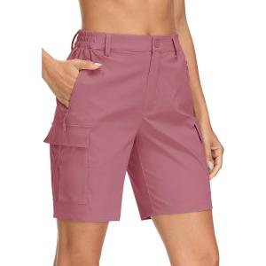 image:imageMAGCOMSEN Womens 7 Hiking Cargo Shorts Quick Dry Lightweight Golf Athlectic Casual Trendy Shorts with 5 PocketsGrey Pink