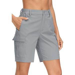 image:imageMAGCOMSEN Womens 7 Hiking Cargo Shorts Quick Dry Lightweight Golf Athlectic Casual Trendy Shorts with 5 PocketsLight Grey