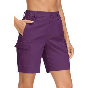 image:imageMAGCOMSEN Womens 7 Hiking Cargo Shorts Quick Dry Lightweight Golf Athlectic Casual Trendy Shorts with 5 PocketsPurple Red