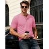 image:imageMAGCOMSEN Mens Henley Short Sleeve Shirt Moisture Wicking Lightweight Cotton TShirts Casual Summer Basic Tee Shirt01 Grey Pink Heather