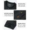image:imageMAGCOMSEN Mens Henley Short Sleeve Shirt Moisture Wicking Lightweight Cotton TShirts Casual Summer Basic Tee Shirt05 Black Heather