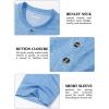 image:imageMAGCOMSEN Mens Henley Short Sleeve Shirt Moisture Wicking Lightweight Cotton TShirts Casual Summer Basic Tee Shirt07 Sky Blue Heather