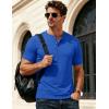 image:imageMAGCOMSEN Mens Henley Short Sleeve Shirt Moisture Wicking Lightweight Cotton TShirts Casual Summer Basic Tee Shirt12 Bright Blue