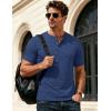 image:imageMAGCOMSEN Mens Henley Short Sleeve Shirt Moisture Wicking Lightweight Cotton TShirts Casual Summer Basic Tee Shirt2 Dark Blue Heather