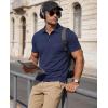 image:imageMAGCOMSEN Mens Polo Shirts Short Sleeve Cotton Pique Golf Shirts with Pocket Casual Performance Moisture Wicking Polos1 Navy Blue