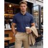image:imageMAGCOMSEN Mens Polo Shirts Short Sleeve Cotton Pique Golf Shirts with Pocket Casual Performance Moisture Wicking Polos1 Navy Blue