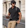 image:imageMAGCOMSEN Mens Polo Shirts Short Sleeve Cotton Pique Golf Shirts with Pocket Casual Performance Moisture Wicking Polos2 Black