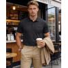 image:imageMAGCOMSEN Mens Polo Shirts Short Sleeve Cotton Pique Golf Shirts with Pocket Casual Performance Moisture Wicking Polos2 Black