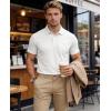 image:imageMAGCOMSEN Mens Polo Shirts Short Sleeve Cotton Pique Golf Shirts with Pocket Casual Performance Moisture Wicking Polos3 White