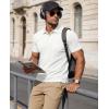 image:imageMAGCOMSEN Mens Polo Shirts Short Sleeve Cotton Pique Golf Shirts with Pocket Casual Performance Moisture Wicking Polos3 White