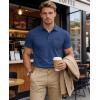 image:imageMAGCOMSEN Mens Polo Shirts Short Sleeve Cotton Pique Golf Shirts with Pocket Casual Performance Moisture Wicking Polos4 Bluegray