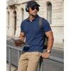 image:imageMAGCOMSEN Mens Polo Shirts Short Sleeve Cotton Pique Golf Shirts with Pocket Casual Performance Moisture Wicking Polos4 Bluegray