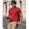 image:imageMAGCOMSEN Mens Polo Shirts Short Sleeve Cotton Pique Golf Shirts with Pocket Casual Performance Moisture Wicking Polos5 Red