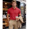 image:imageMAGCOMSEN Mens Polo Shirts Short Sleeve Cotton Pique Golf Shirts with Pocket Casual Performance Moisture Wicking Polos5 Red