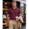 image:imageMAGCOMSEN Mens Polo Shirts Short Sleeve Cotton Pique Golf Shirts with Pocket Casual Performance Moisture Wicking Polos6 Burgundy