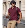 image:imageMAGCOMSEN Mens Polo Shirts Short Sleeve Cotton Pique Golf Shirts with Pocket Casual Performance Moisture Wicking Polos6 Burgundy