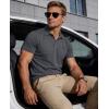 image:imageMAGCOMSEN Mens Polo Shirts Short Sleeve Cotton Pique Golf Shirts with Pocket Casual Performance Moisture Wicking Polos7 Dark Grey