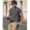image:imageMAGCOMSEN Mens Polo Shirts Short Sleeve Cotton Pique Golf Shirts with Pocket Casual Performance Moisture Wicking Polos7 Dark Grey