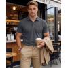 image:imageMAGCOMSEN Mens Polo Shirts Short Sleeve Cotton Pique Golf Shirts with Pocket Casual Performance Moisture Wicking Polos7 Dark Grey