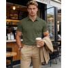 image:imageMAGCOMSEN Mens Polo Shirts Short Sleeve Cotton Pique Golf Shirts with Pocket Casual Performance Moisture Wicking PolosArmy Green