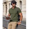 image:imageMAGCOMSEN Mens Polo Shirts Short Sleeve Cotton Pique Golf Shirts with Pocket Casual Performance Moisture Wicking PolosArmy Green