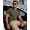 image:imageMAGCOMSEN Mens Polo Shirts Short Sleeve Cotton Pique Golf Shirts with Pocket Casual Performance Moisture Wicking PolosArmy Green