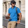 image:imageMAGCOMSEN Mens Polo Shirts Short Sleeve Cotton Pique Golf Shirts with Pocket Casual Performance Moisture Wicking PolosAzure