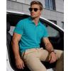 image:imageMAGCOMSEN Mens Polo Shirts Short Sleeve Cotton Pique Golf Shirts with Pocket Casual Performance Moisture Wicking PolosBlue Green