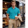 image:imageMAGCOMSEN Mens Polo Shirts Short Sleeve Cotton Pique Golf Shirts with Pocket Casual Performance Moisture Wicking PolosBlue Green