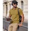 image:imageMAGCOMSEN Mens Polo Shirts Short Sleeve Cotton Pique Golf Shirts with Pocket Casual Performance Moisture Wicking PolosBrown