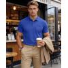 image:imageMAGCOMSEN Mens Polo Shirts Short Sleeve Cotton Pique Golf Shirts with Pocket Casual Performance Moisture Wicking PolosColor Blue