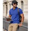 image:imageMAGCOMSEN Mens Polo Shirts Short Sleeve Cotton Pique Golf Shirts with Pocket Casual Performance Moisture Wicking PolosColor Blue
