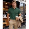 image:imageMAGCOMSEN Mens Polo Shirts Short Sleeve Cotton Pique Golf Shirts with Pocket Casual Performance Moisture Wicking PolosDark Green