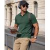 image:imageMAGCOMSEN Mens Polo Shirts Short Sleeve Cotton Pique Golf Shirts with Pocket Casual Performance Moisture Wicking PolosDark Green