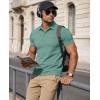 image:imageMAGCOMSEN Mens Polo Shirts Short Sleeve Cotton Pique Golf Shirts with Pocket Casual Performance Moisture Wicking PolosGray Green