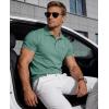 image:imageMAGCOMSEN Mens Polo Shirts Short Sleeve Cotton Pique Golf Shirts with Pocket Casual Performance Moisture Wicking PolosGray Green