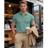 image:imageMAGCOMSEN Mens Polo Shirts Short Sleeve Cotton Pique Golf Shirts with Pocket Casual Performance Moisture Wicking PolosGray Green