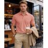 image:imageMAGCOMSEN Mens Polo Shirts Short Sleeve Cotton Pique Golf Shirts with Pocket Casual Performance Moisture Wicking PolosGray Pink
