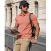 image:imageMAGCOMSEN Mens Polo Shirts Short Sleeve Cotton Pique Golf Shirts with Pocket Casual Performance Moisture Wicking PolosGray Pink