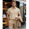 image:imageMAGCOMSEN Mens Polo Shirts Short Sleeve Cotton Pique Golf Shirts with Pocket Casual Performance Moisture Wicking PolosLight Apricot