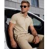 image:imageMAGCOMSEN Mens Polo Shirts Short Sleeve Cotton Pique Golf Shirts with Pocket Casual Performance Moisture Wicking PolosLight Apricot