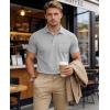 image:imageMAGCOMSEN Mens Polo Shirts Short Sleeve Cotton Pique Golf Shirts with Pocket Casual Performance Moisture Wicking PolosLite Gray