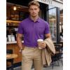image:imageMAGCOMSEN Mens Polo Shirts Short Sleeve Cotton Pique Golf Shirts with Pocket Casual Performance Moisture Wicking PolosPurple
