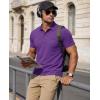 image:imageMAGCOMSEN Mens Polo Shirts Short Sleeve Cotton Pique Golf Shirts with Pocket Casual Performance Moisture Wicking PolosPurple