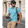 image:imageMAGCOMSEN Mens Polo Shirts Short Sleeve Cotton Pique Golf Shirts with Pocket Casual Performance Moisture Wicking PolosSky Blue