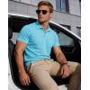 image:imageMAGCOMSEN Mens Polo Shirts Short Sleeve Cotton Pique Golf Shirts with Pocket Casual Performance Moisture Wicking PolosSky Blue