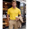 image:imageMAGCOMSEN Mens Polo Shirts Short Sleeve Cotton Pique Golf Shirts with Pocket Casual Performance Moisture Wicking PolosYellow