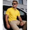 image:imageMAGCOMSEN Mens Polo Shirts Short Sleeve Cotton Pique Golf Shirts with Pocket Casual Performance Moisture Wicking PolosYellow